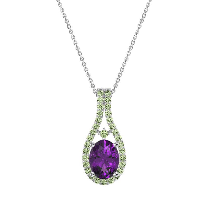 Wrap Around Halo Oval Necklace
