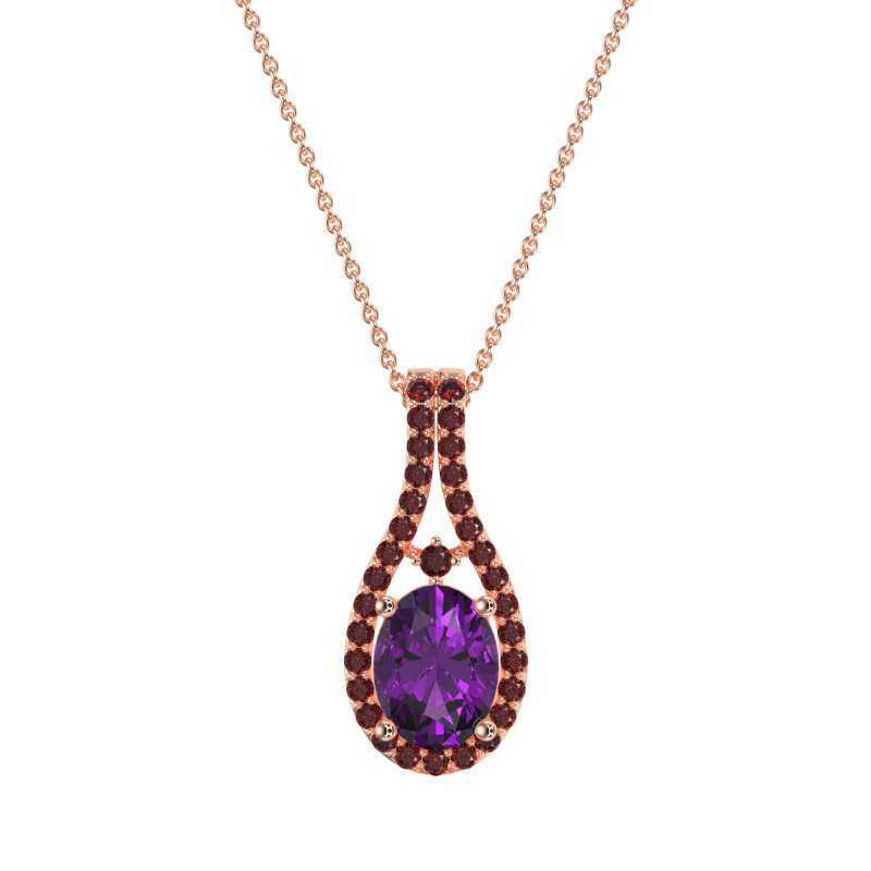 Wrap Around Halo Oval Necklace