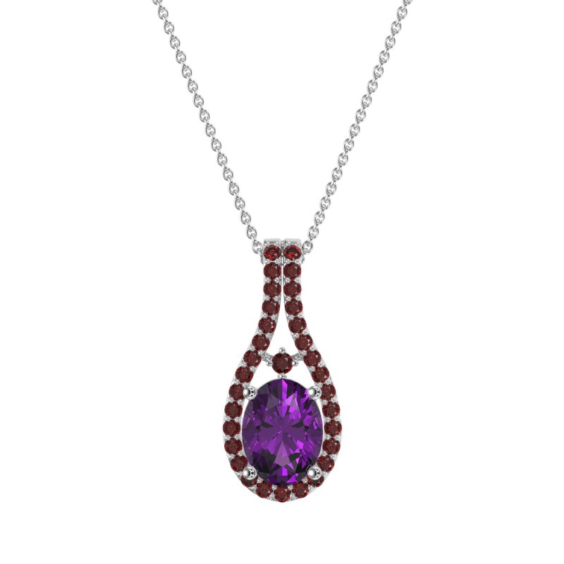 Wrap Around Halo Oval Necklace