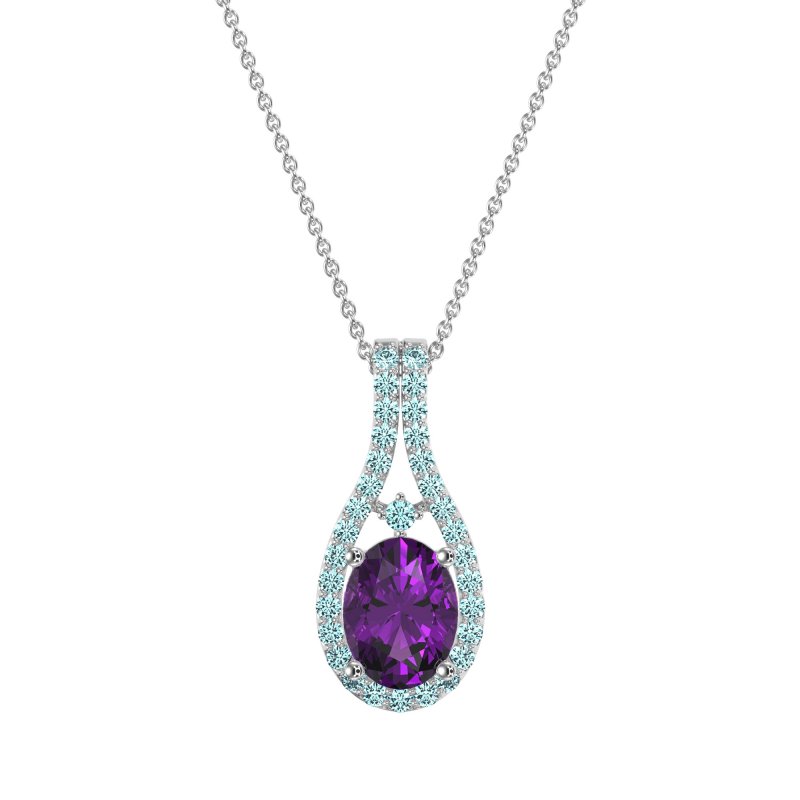 Wrap Around Halo Oval Necklace