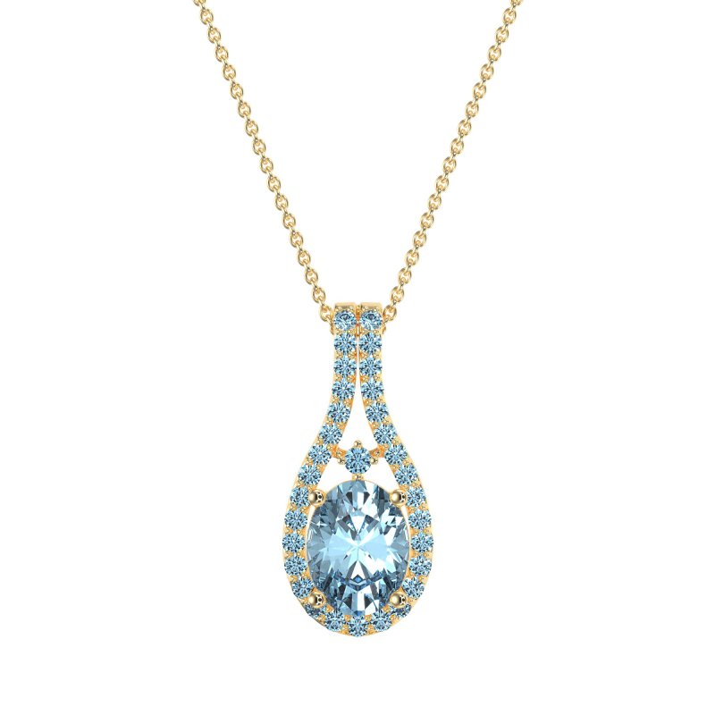 Wrap Around Halo Oval Necklace