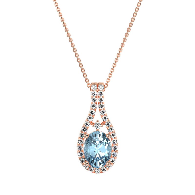 Wrap Around Halo Oval Necklace