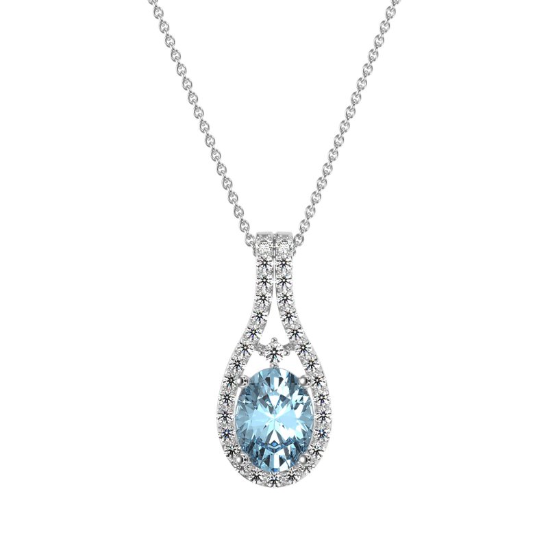 Wrap Around Halo Oval Necklace