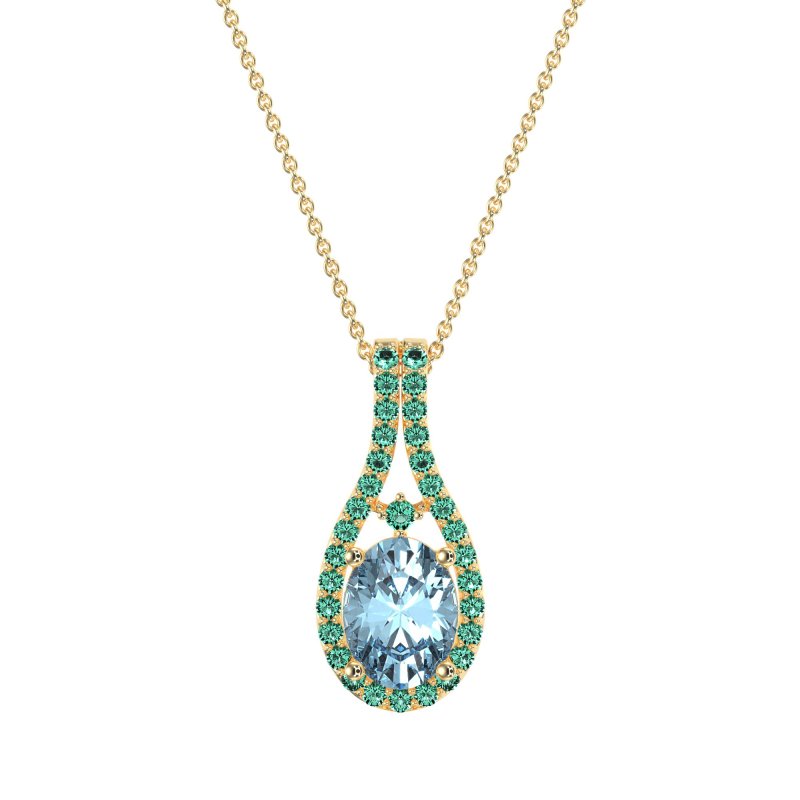 Wrap Around Halo Oval Necklace