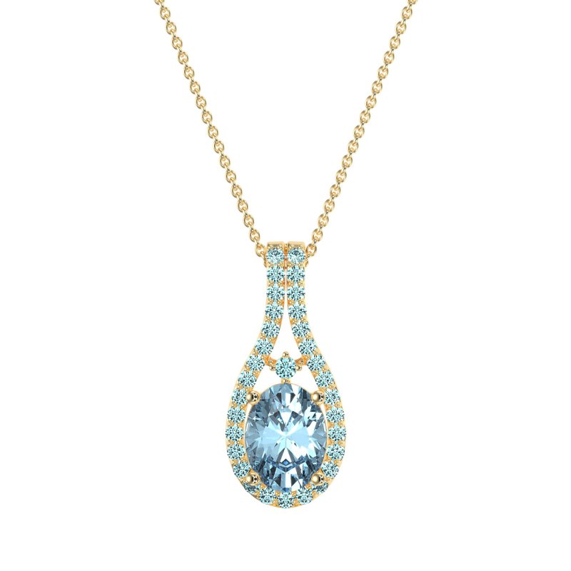 Wrap Around Halo Oval Necklace