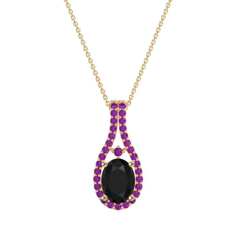 Wrap Around Halo Oval Necklace