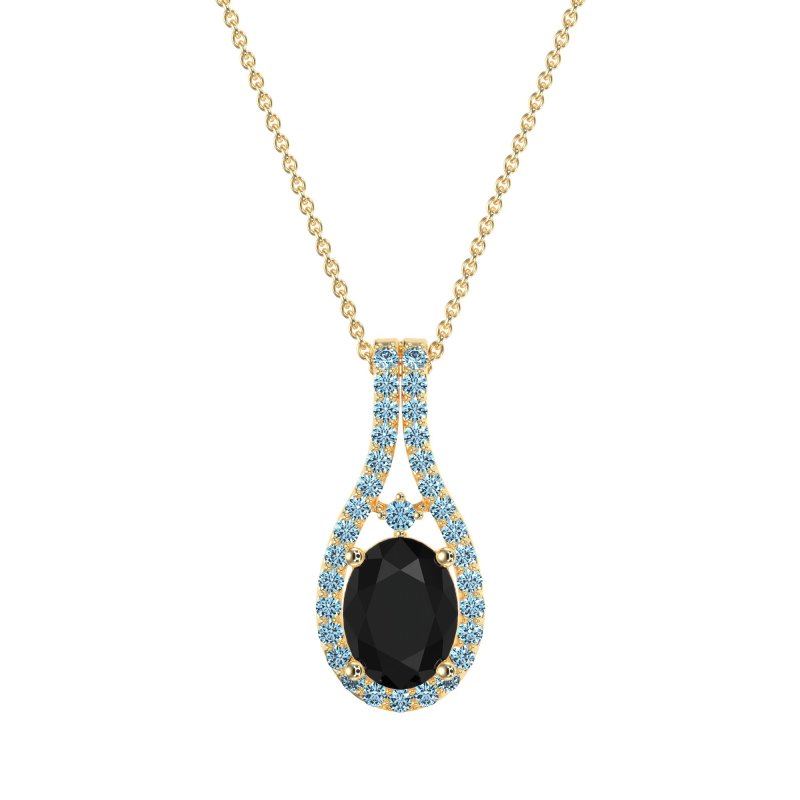 Wrap Around Halo Oval Necklace