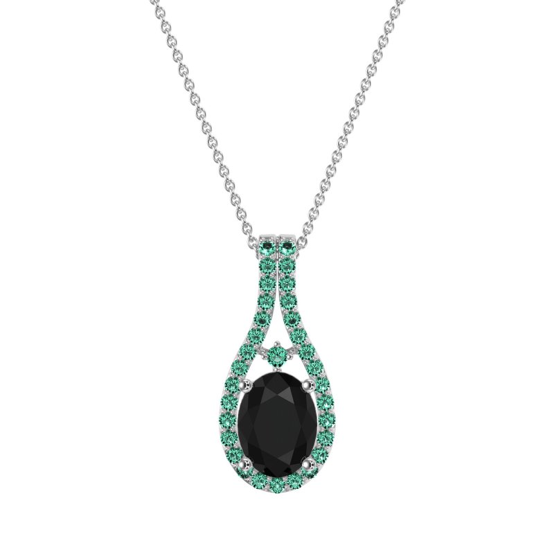 Wrap Around Halo Oval Necklace