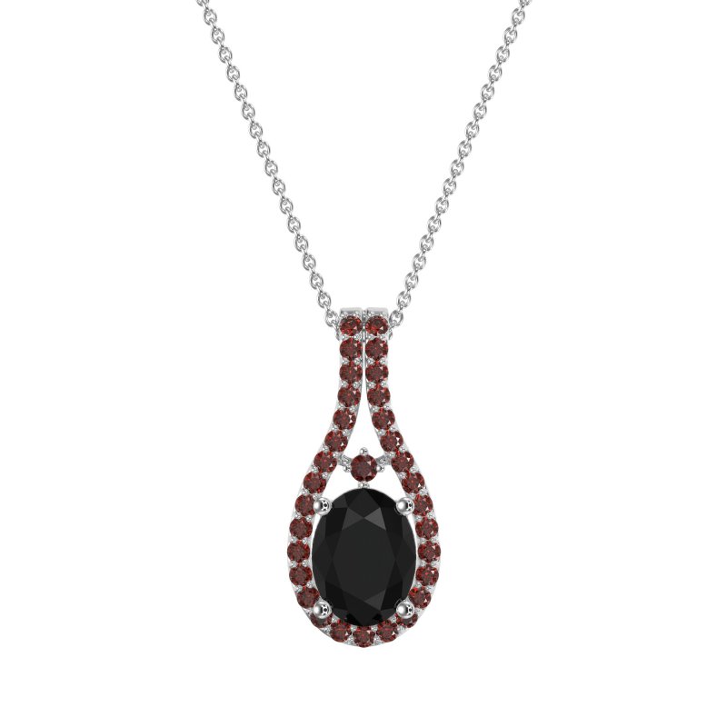 Wrap Around Halo Oval Necklace