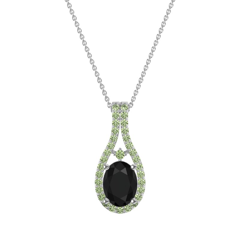 Wrap Around Halo Oval Necklace