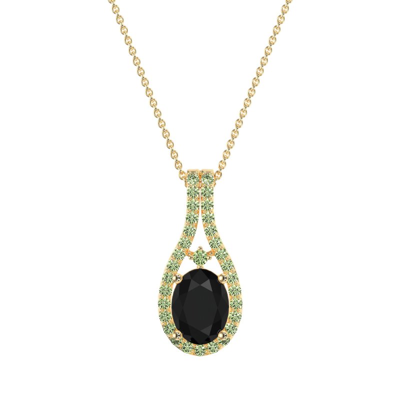 Wrap Around Halo Oval Necklace