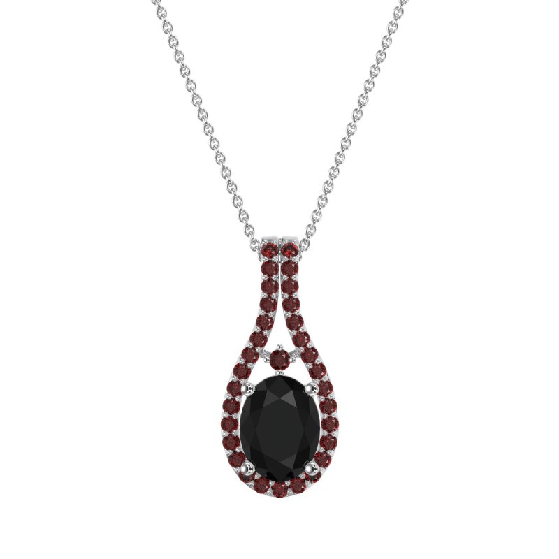 Wrap Around Halo Oval Necklace