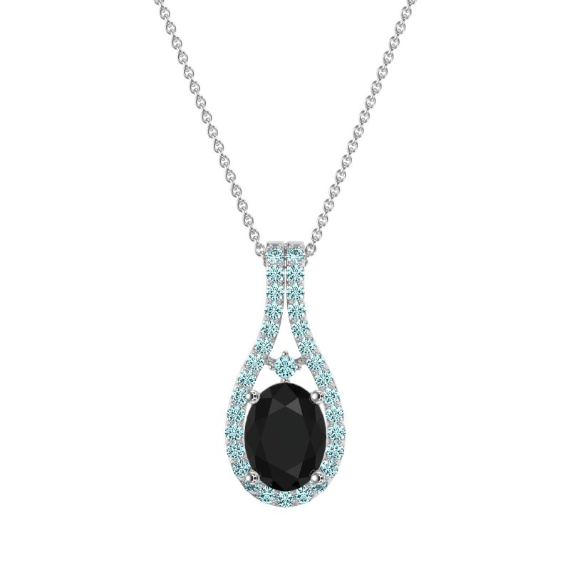 Wrap Around Halo Oval Necklace