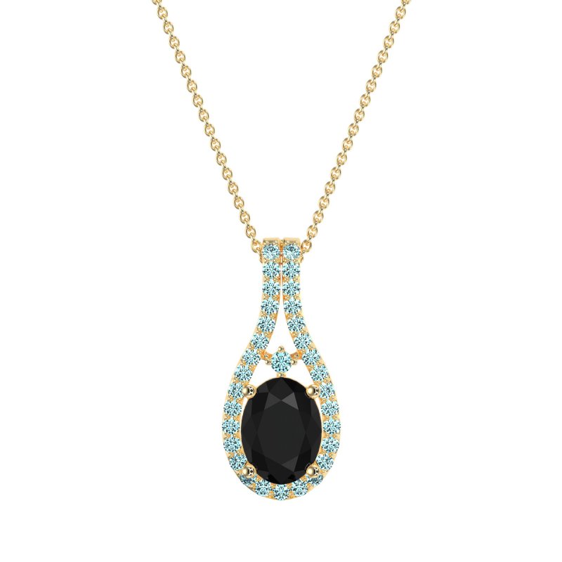 Wrap Around Halo Oval Necklace
