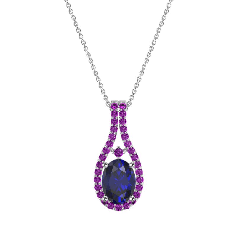 Wrap Around Halo Oval Necklace