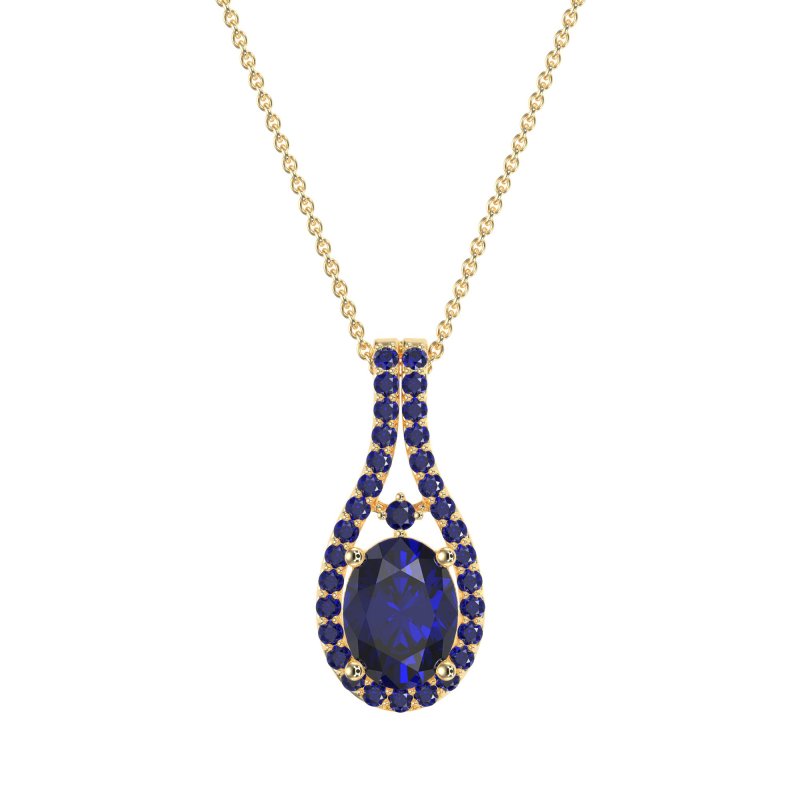 Wrap Around Halo Oval Necklace