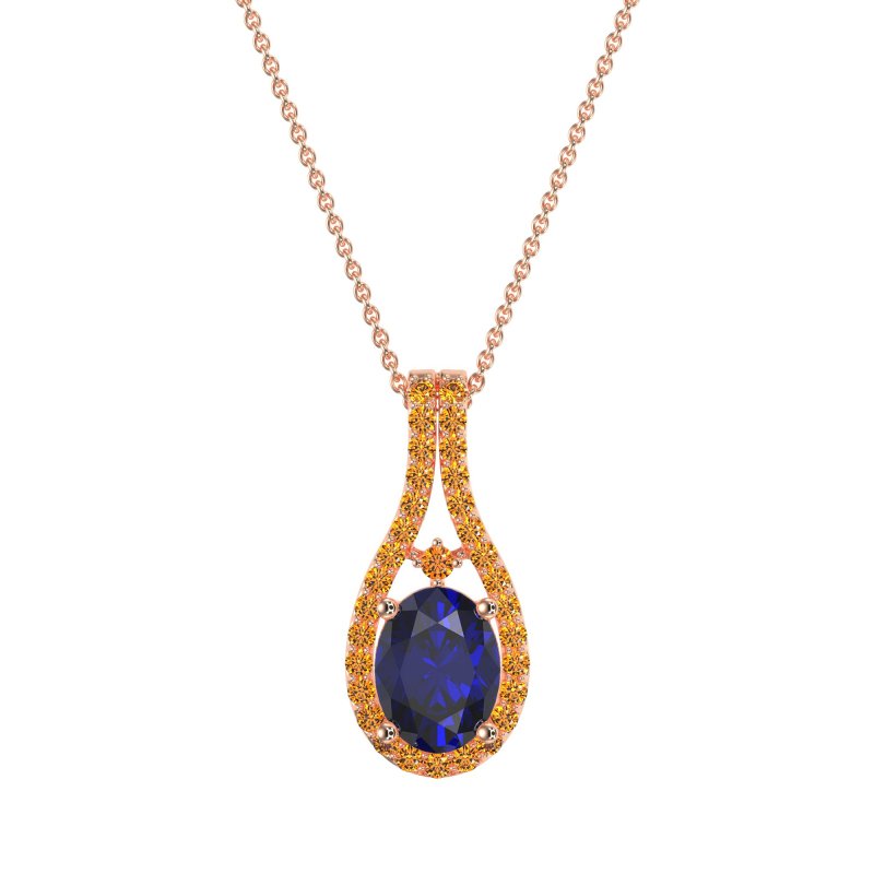 Wrap Around Halo Oval Necklace