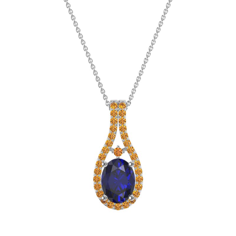Wrap Around Halo Oval Necklace