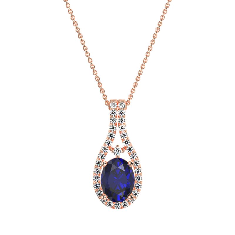 Wrap Around Halo Oval Necklace