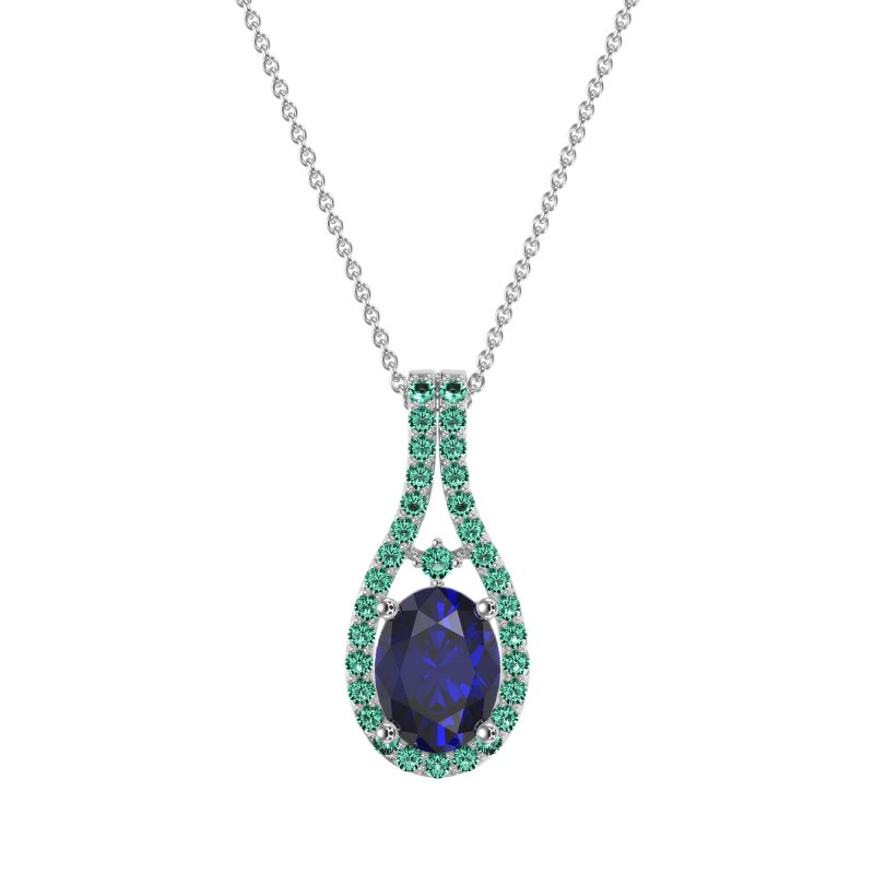 Wrap Around Halo Oval Necklace