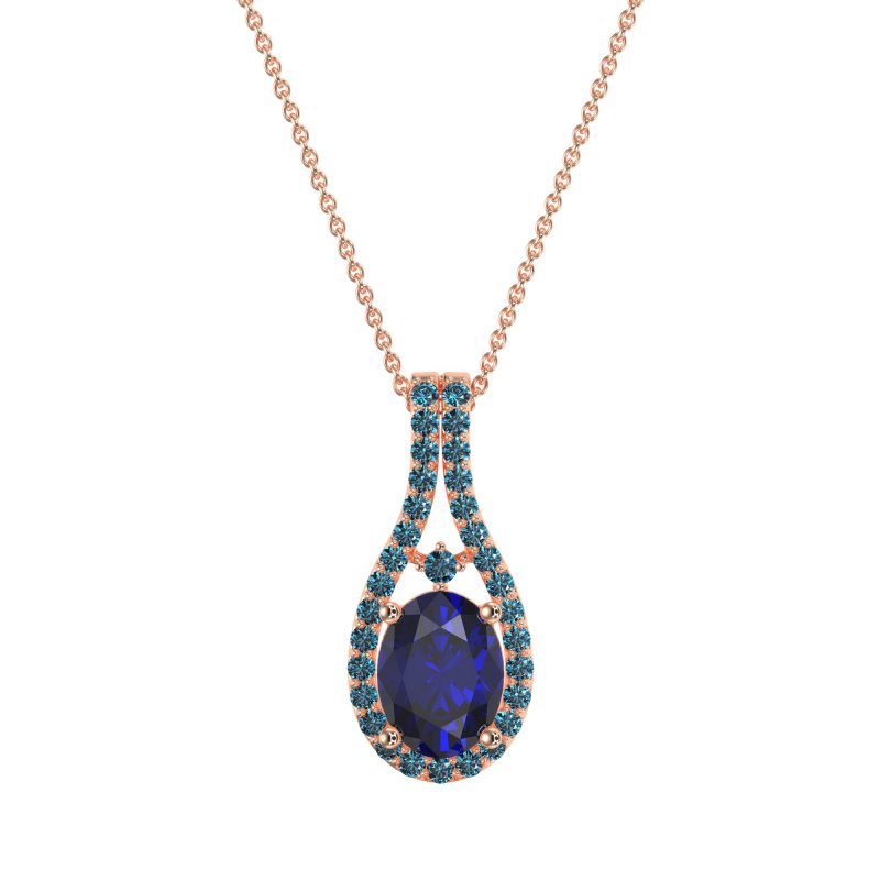 Wrap Around Halo Oval Necklace