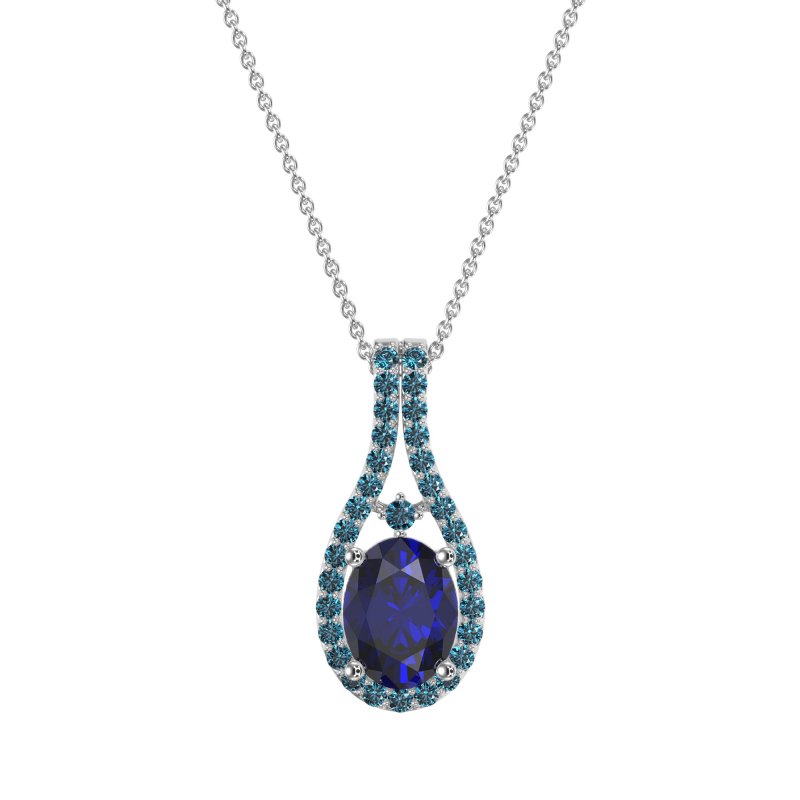 Wrap Around Halo Oval Necklace