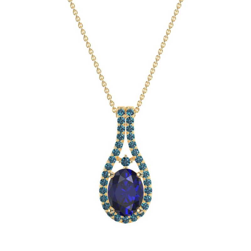Wrap Around Halo Oval Necklace