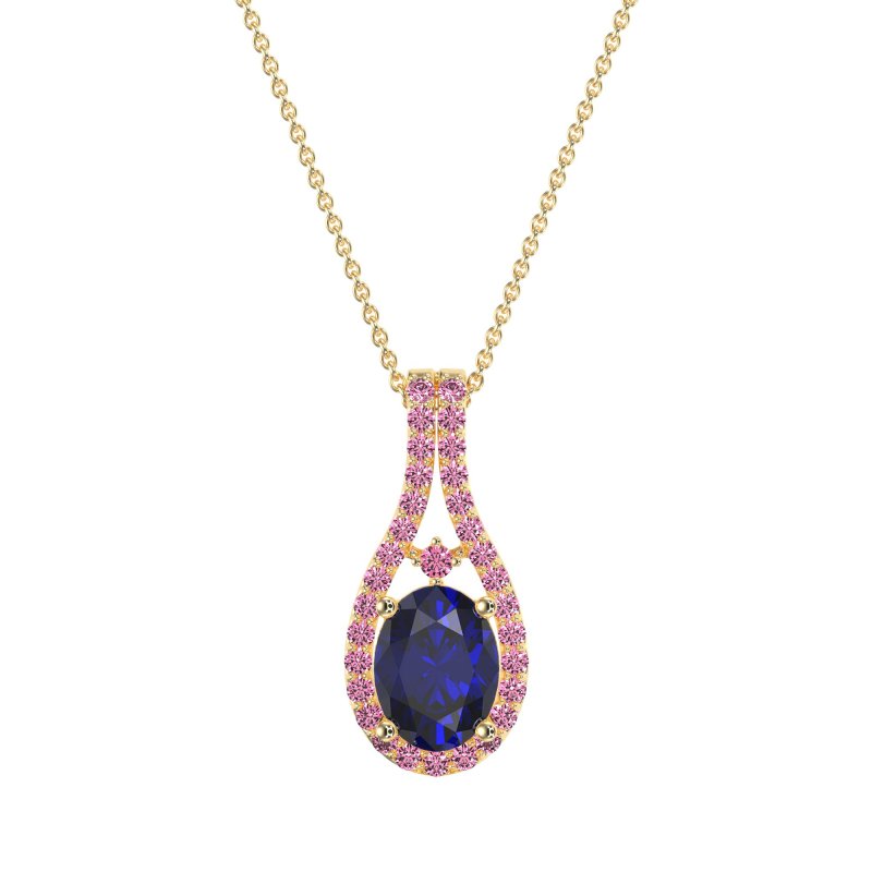 Wrap Around Halo Oval Necklace