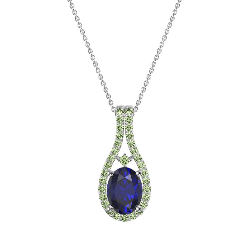 Wrap Around Halo Oval Necklace
