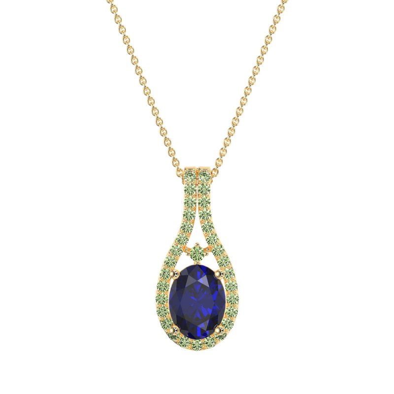 Wrap Around Halo Oval Necklace