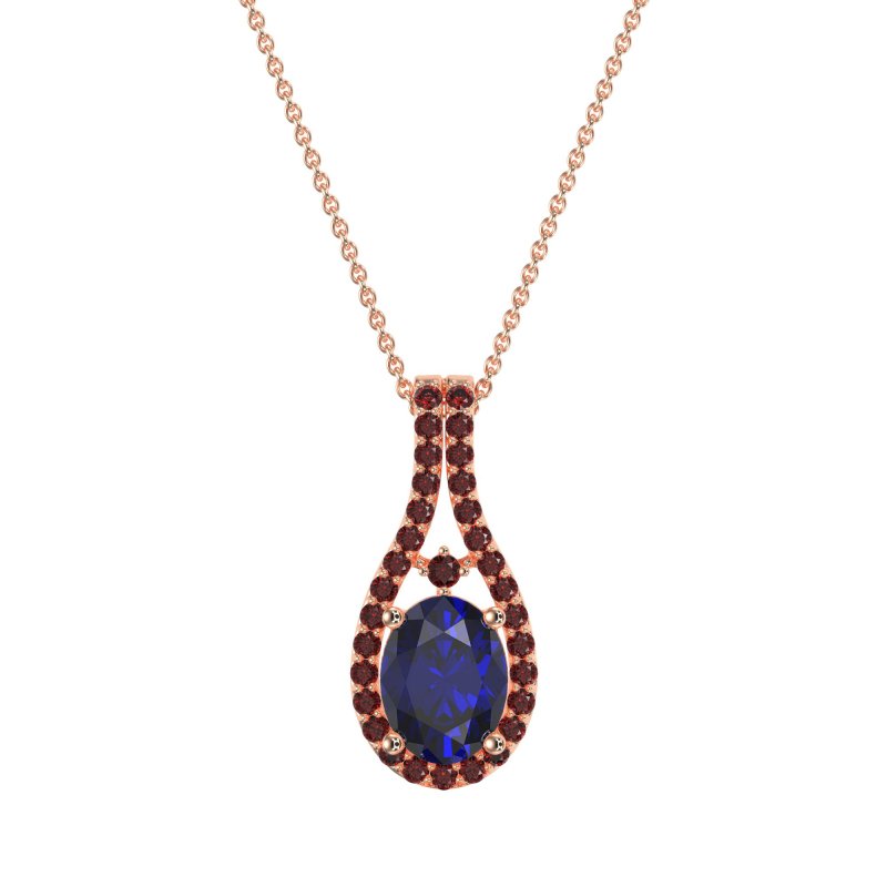 Wrap Around Halo Oval Necklace