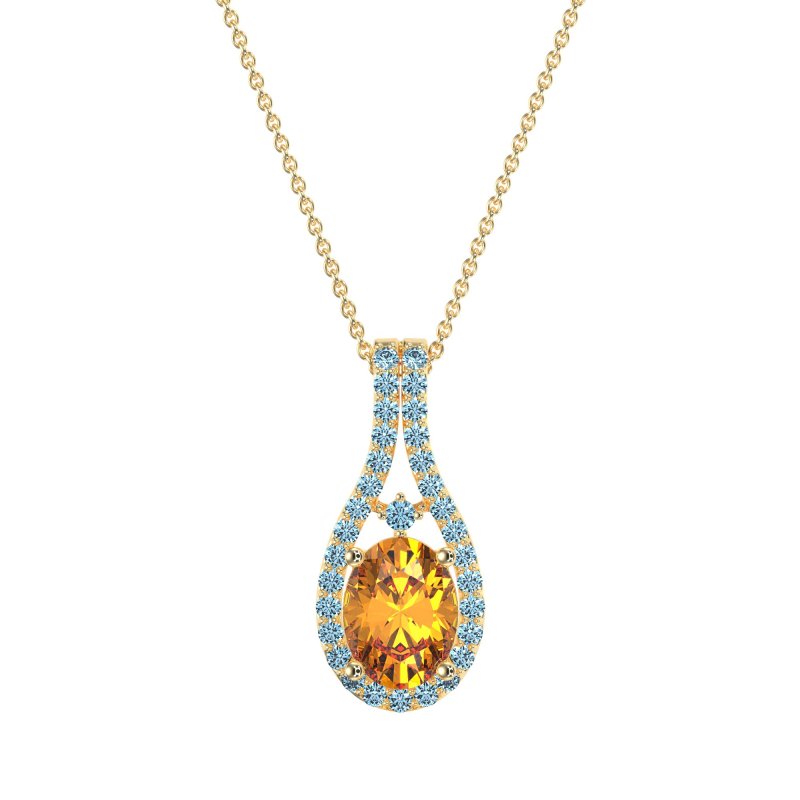 Wrap Around Halo Oval Necklace