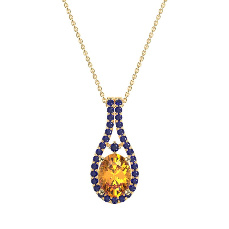 Wrap Around Halo Oval Necklace
