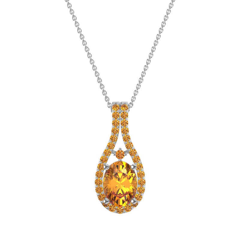 Wrap Around Halo Oval Necklace
