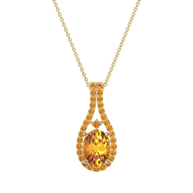 Wrap Around Halo Oval Necklace