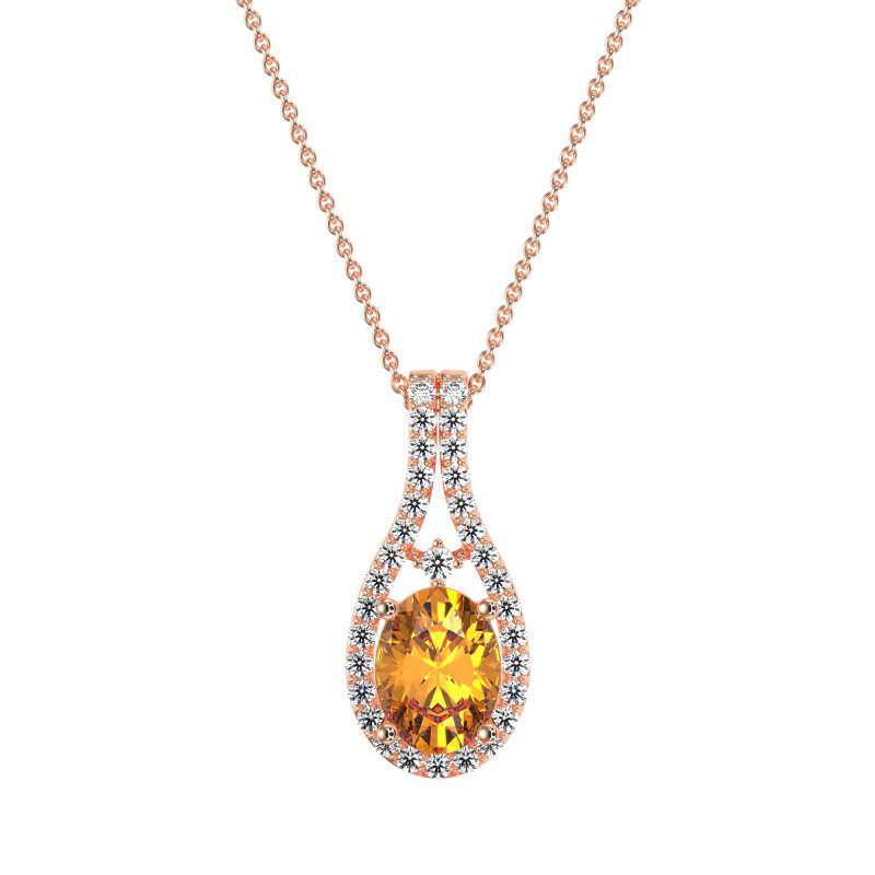 Wrap Around Halo Oval Necklace