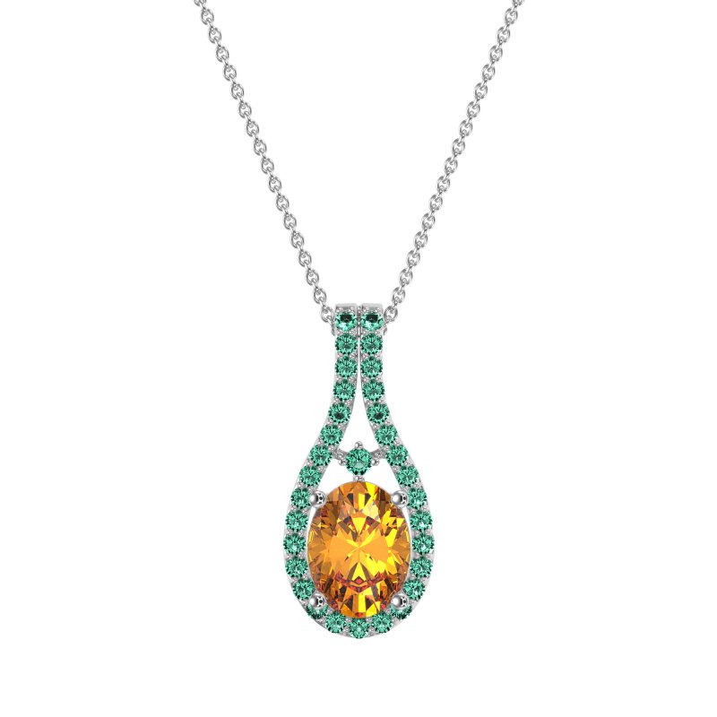 Wrap Around Halo Oval Necklace