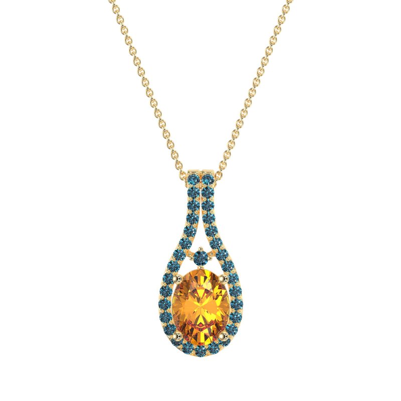 Wrap Around Halo Oval Necklace
