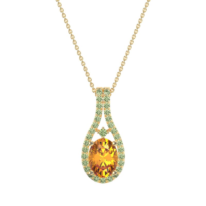 Wrap Around Halo Oval Necklace