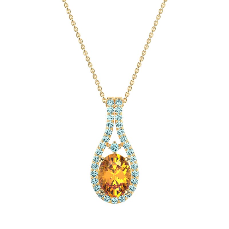 Wrap Around Halo Oval Necklace