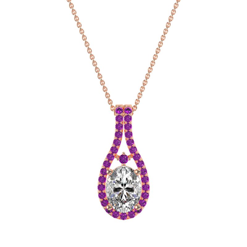 Wrap Around Halo Oval Necklace