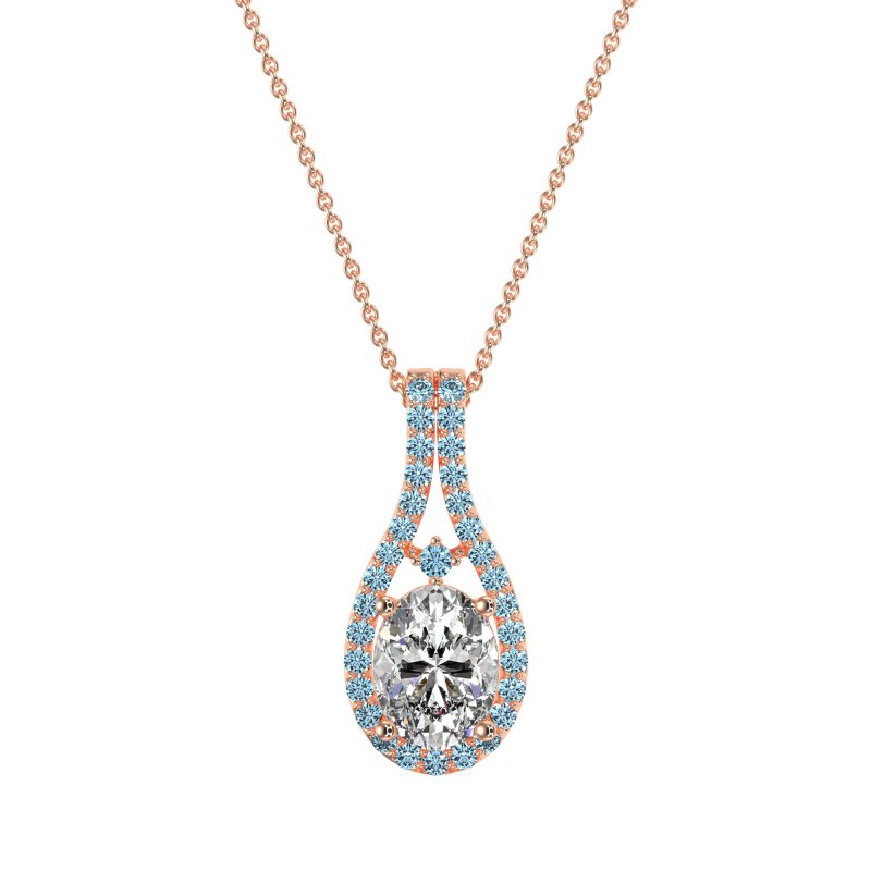 Wrap Around Halo Oval Necklace