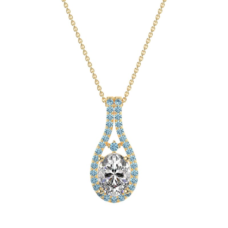 Wrap Around Halo Oval Necklace