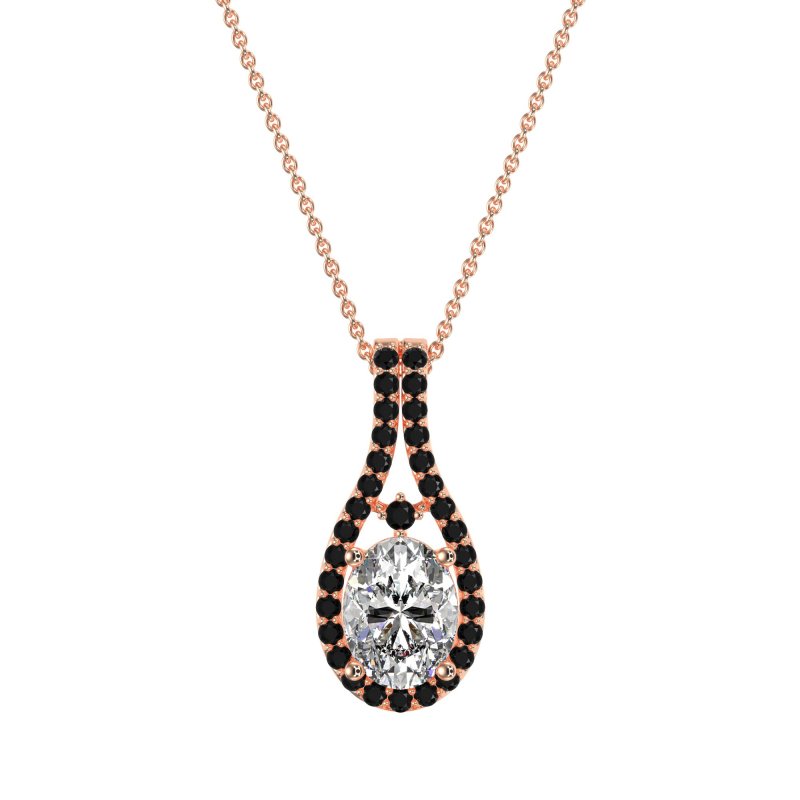 Wrap Around Halo Oval Necklace