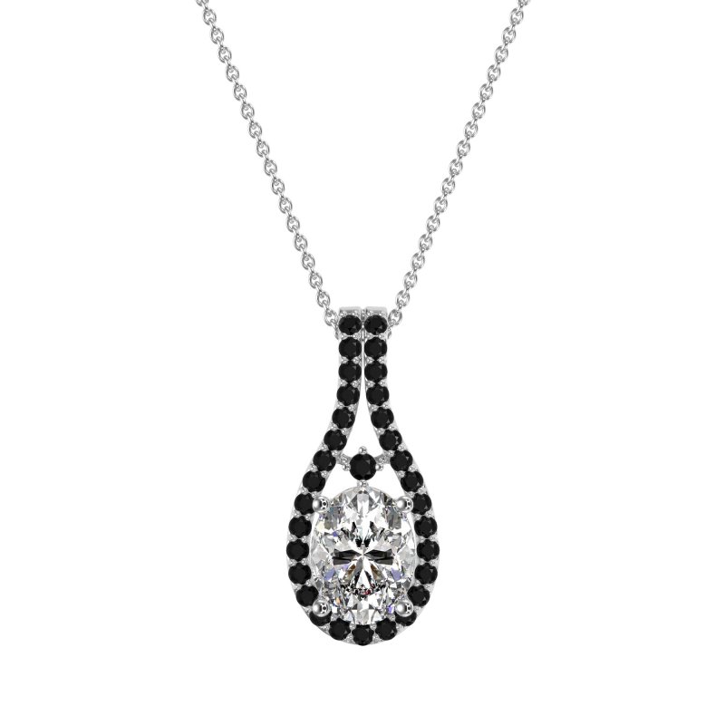Wrap Around Halo Oval Necklace