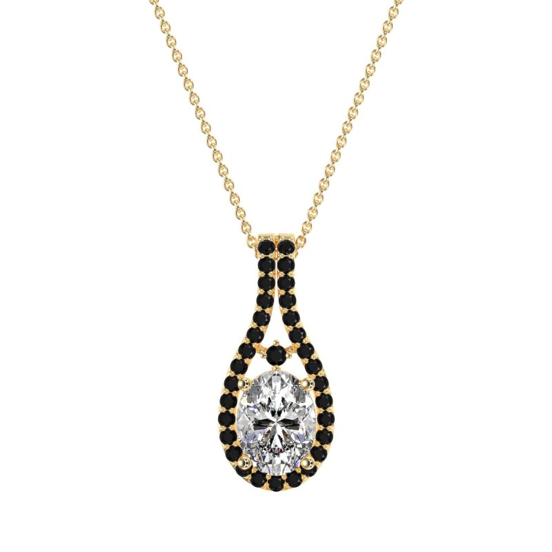 Wrap Around Halo Oval Necklace