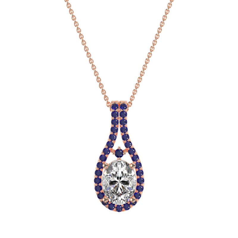 Wrap Around Halo Oval Necklace