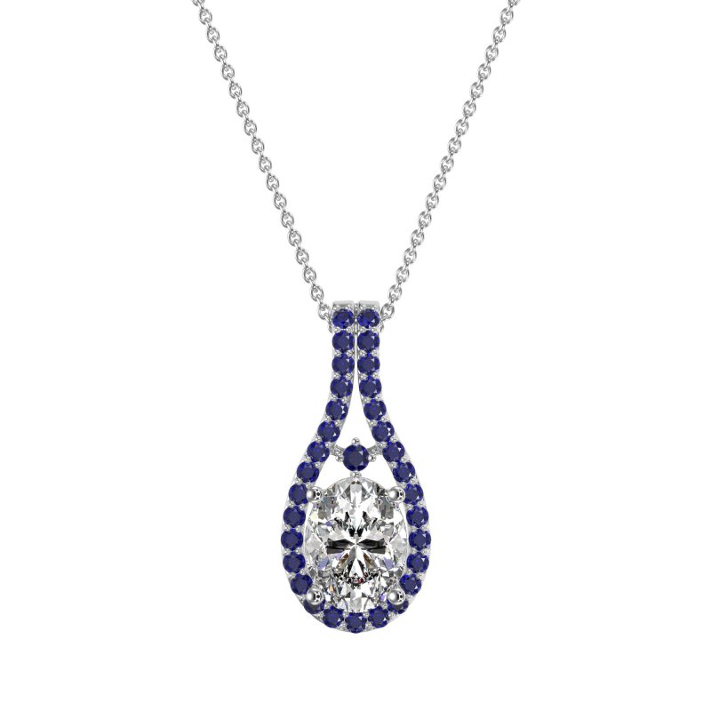 Wrap Around Halo Oval Necklace