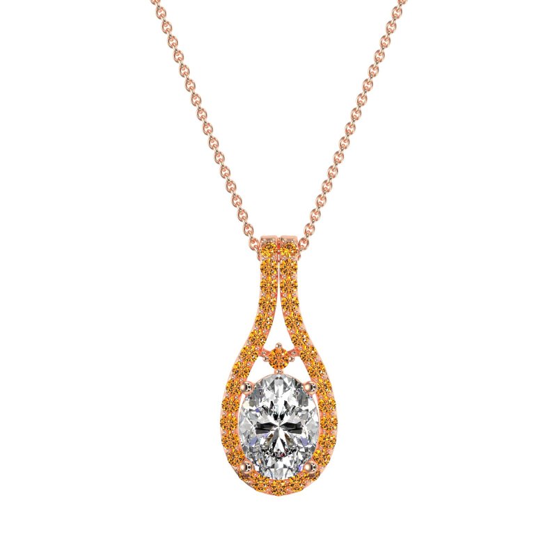 Wrap Around Halo Oval Necklace