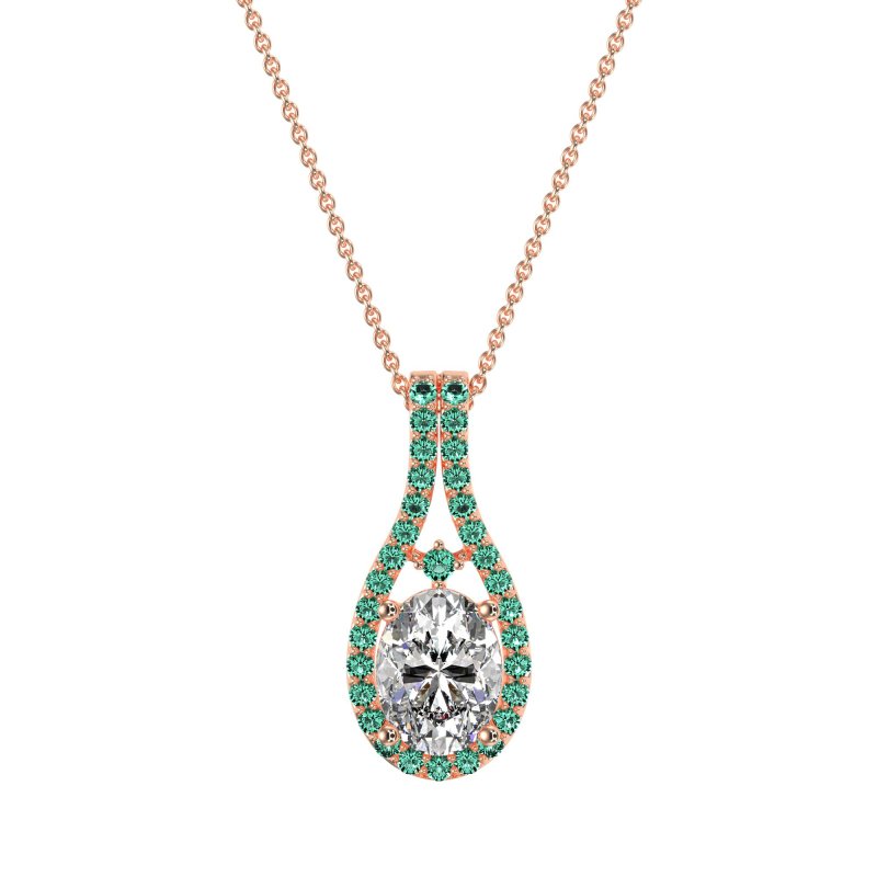 Wrap Around Halo Oval Necklace